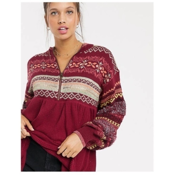 FP Cozy Cabin Winter Fair Isle Peplum Sweater - Picture 2 of 6